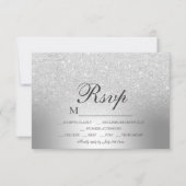 Silver glitter ombre metallic folie RSVP bruiloft Kaartje (Voorkant)