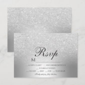 Silver glitter ombre metallic folie RSVP bruiloft Kaartje (Voorkant / Achterkant)