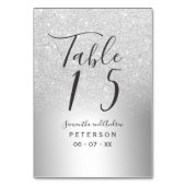 Silver glitter ombre metallic trouwtafel kaart (Voorkant)