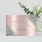 Silver Glitter Ombre Roos Gold Hartelijk dank Bedankkaart (Staand voorkant)
