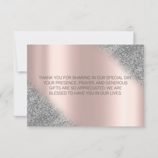 Silver Glitter Ombre Roos Gold Hartelijk dank Bedankkaart (Achterkant)