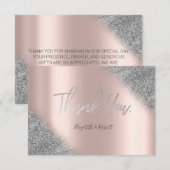 Silver Glitter Ombre Roos Gold Hartelijk dank Bedankkaart (Voorkant / Achterkant)