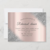 Silver Glitter Ombre Roos Gold Rehearsal Dinner Kaart (Voorkant)