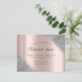 Silver Glitter Ombre Roos Gold Rehearsal Dinner Kaart (Staand voorkant)