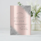 Silver Glitter Ombre Roos Gold Rehearsal Dinner Kaart (Staand voorkant)