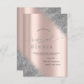 Silver Glitter Ombre Roos Gold Rehearsal Dinner Kaart (Voorkant / Achterkant)