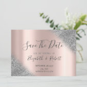 Silver Glitter Ombre Roos Gold sparen de datum Save The Date (Staand voorkant)