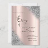 Silver Glitter Ombre Roos Gold Wedding Kaart (Voorkant)