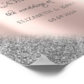 Silver Glitter Ombre Roos Gold Wedding Poster (Hoek)