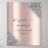 Silver Glitter Ombre Roos Gold Wedding Poster (Voorkant)