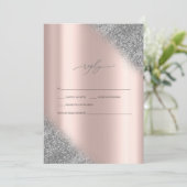 Silver Glitter Ombre Roos Gold Wedding RSVP Kaart (Staand voorkant)