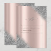 Silver Glitter Ombre Roos Gold Wedding RSVP Kaart (Voorkant / Achterkant)