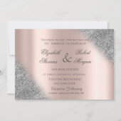 Silver Glitter Ombre Roos Gold Wedding Uitnodiging (Voorkant)