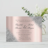 Silver Glitter Ombre Roos Gold Wedding Uitnodiging (Staand voorkant)