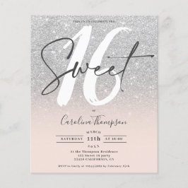 SIlver glitter ombre roze fotobudget Sweet 16