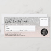 Silver glitter ombre roze gift certificate logo (Voorkant)