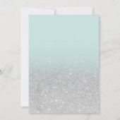 Silver glitter ombre sage green script wedding kaart (Achterkant)