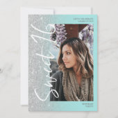 Silver glitter ombre script blauwgroen 4 foto's Sw Kaart (Voorkant)