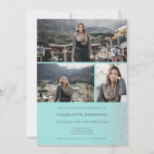 Silver glitter ombre script blauwgroen 4 foto's Sw Kaart (Achterkant)