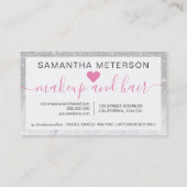 Silver glitter ombre script make-up marble 10 klantenkaartje (Achterkant)