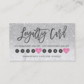 Silver glitter ombre script make-up marble 10 klantenkaartje (Voorkant)