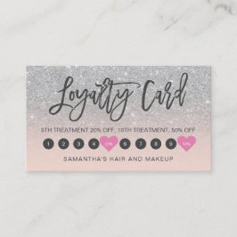 Silver glitter ombre script makeup roze10 klantenkaartje