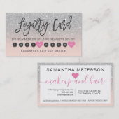 Silver glitter ombre script makeup roze10 klantenkaartje (Voorkant / Achterkant)
