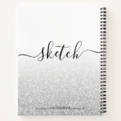 Silver Glitter Ombre Sketchbook Name Notitieboek (Achterkant)