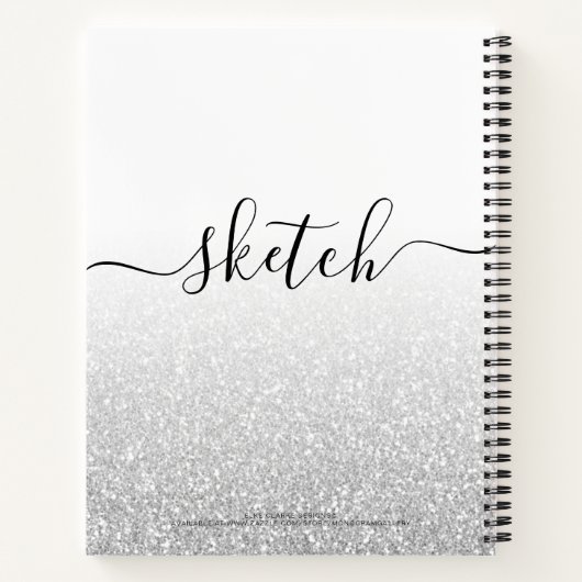 Silver Glitter Ombre Sketchbook Name Notitieboek (Achterkant)