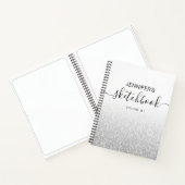 Silver Glitter Ombre Sketchbook Name Notitieboek (Binnen)