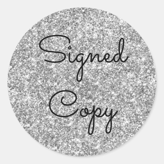 Silver Glitter Ondertekende kopie Ronde Sticker (Voorkant)