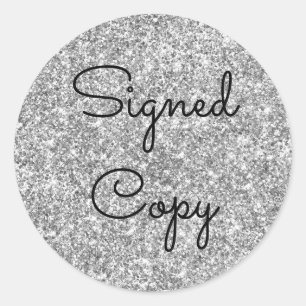 Silver Glitter Ondertekende kopie Ronde Sticker