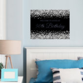 Silver Glitter op Black 50th Birthday Welcome Folie Afdrukken (Insitu (Slaapkamer))