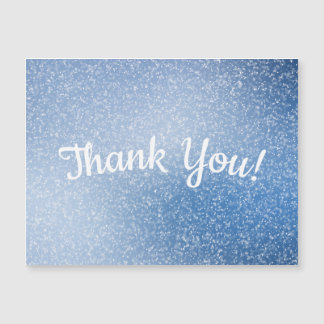 Silver glitter op blauw Dank u Magnetische Kaart
