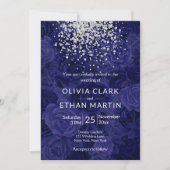 Silver Glitter op Royal Blue Rozen Kaart (Voorkant)