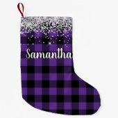 Silver Glitter Paars en Black Buffalo Pset Kleine Kerstsok (Voorkant)