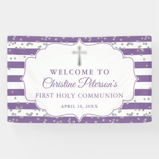 Silver Glitter Paars First Heilige Communauteit We Spandoek (Horizontaal)