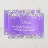 Silver Glitter Paars Lavender Weddenschap Details Informatiekaartje (Voorkant / Achterkant)