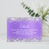Silver Glitter Paars Lavender Weddenschap Details Informatiekaartje (Staand voorkant)