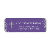 Silver Glitter Paars Religieuze Return Address Etiket (Voorkant)