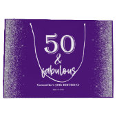 Silver Glitter Paarse 50e verjaardag Groot Cadeauzakje (Achterkant)