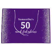 Silver Glitter Paarse 50e verjaardag Groot Cadeauzakje (Voorkant)