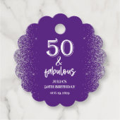 Silver Glitter Paarse 50e verjaardagsfeestje Bedankjes Labels (Voorkant)