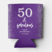 Silver Glitter Paarse 50e verjaardagsfeestje Blikjeskoeler (Voorkant)