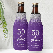 Silver Glitter Paarse 50e verjaardagsfeestje Flesjeskoeler