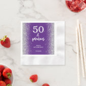 Silver Glitter Paarse 50e verjaardagsfeestje Servet (Insitu)