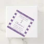 Silver Glitter Paarse Eerste Communie Dank u Bedankjes Labels (In situ)