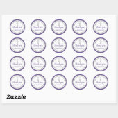Silver Glitter Paarse Eerste Communie Dank u Ronde Sticker (Vel)