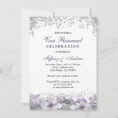 Silver Glitter Paarse Floral Vow Renewal Invite Kaart (Voorkant)