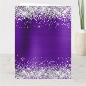 Silver Glitter Paarse Folie Big Happy Birthday Kaart (Achterkant)